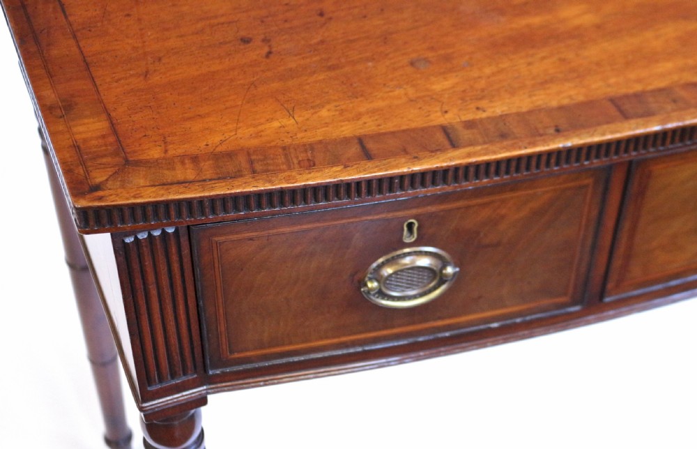 George 111 Mahogany 3 Drawer Bowfront Side Serving Table View IX