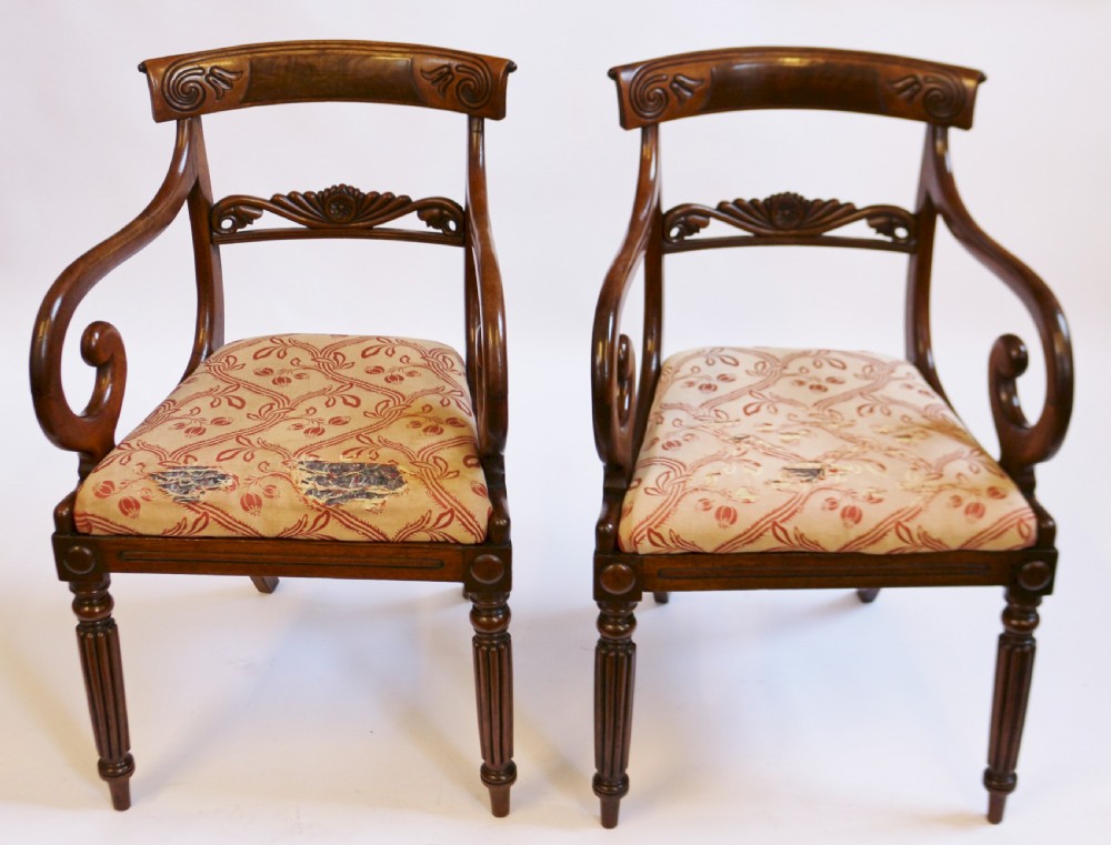 George 1V Mahogany Pair of Armchairs