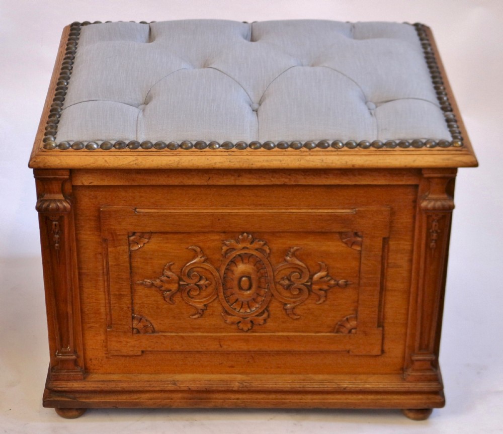Victorian Walnut Pair of Box Stools View IV