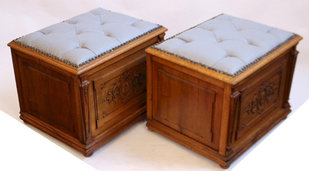Victorian Walnut Pair of Box Stools View VI