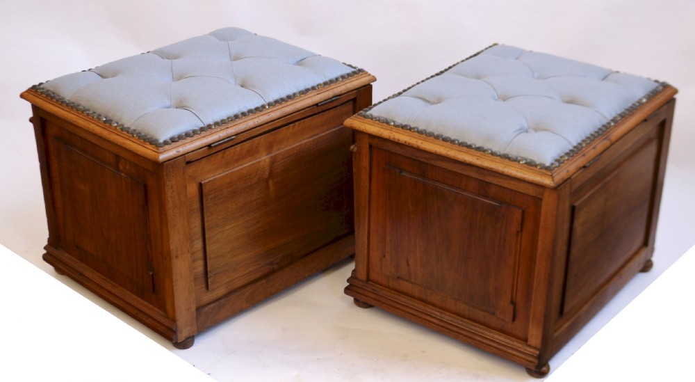 Victorian Walnut Pair of Box Stools View VII