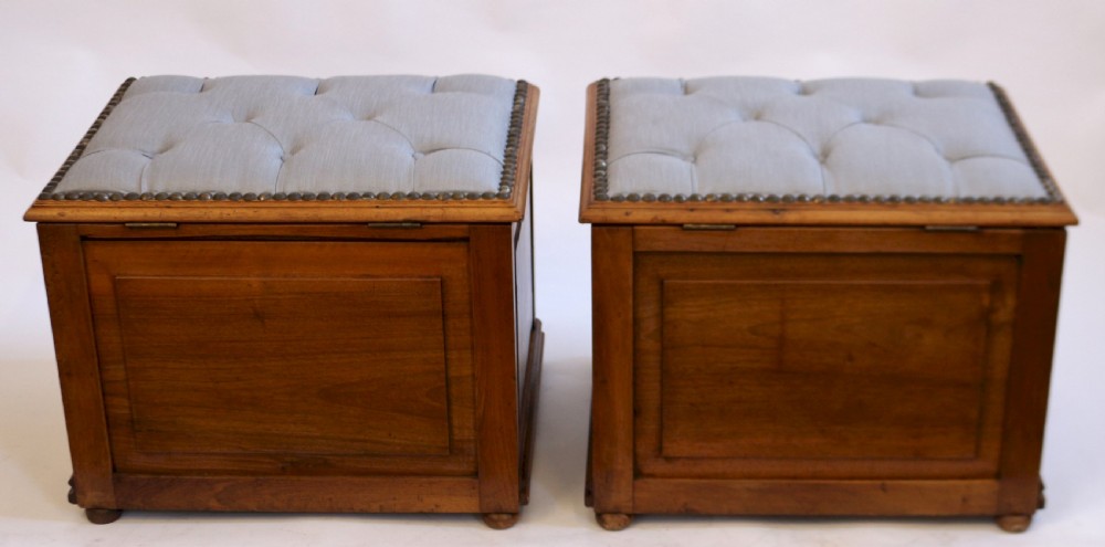 Victorian Walnut Pair of Box Stools View VIII
