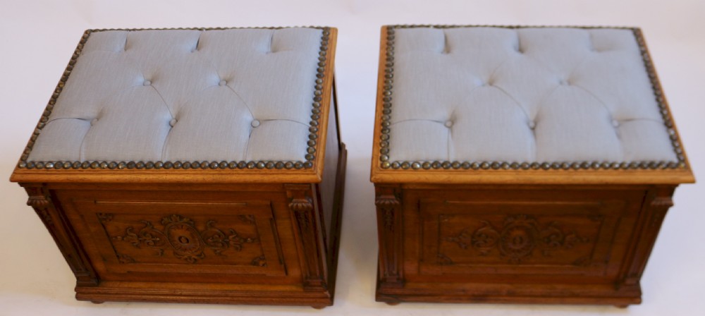Victorian Walnut Pair of Box Stools View IX