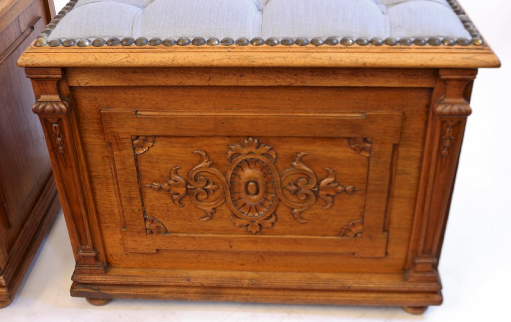 Victorian Walnut Pair of Box Stools View X