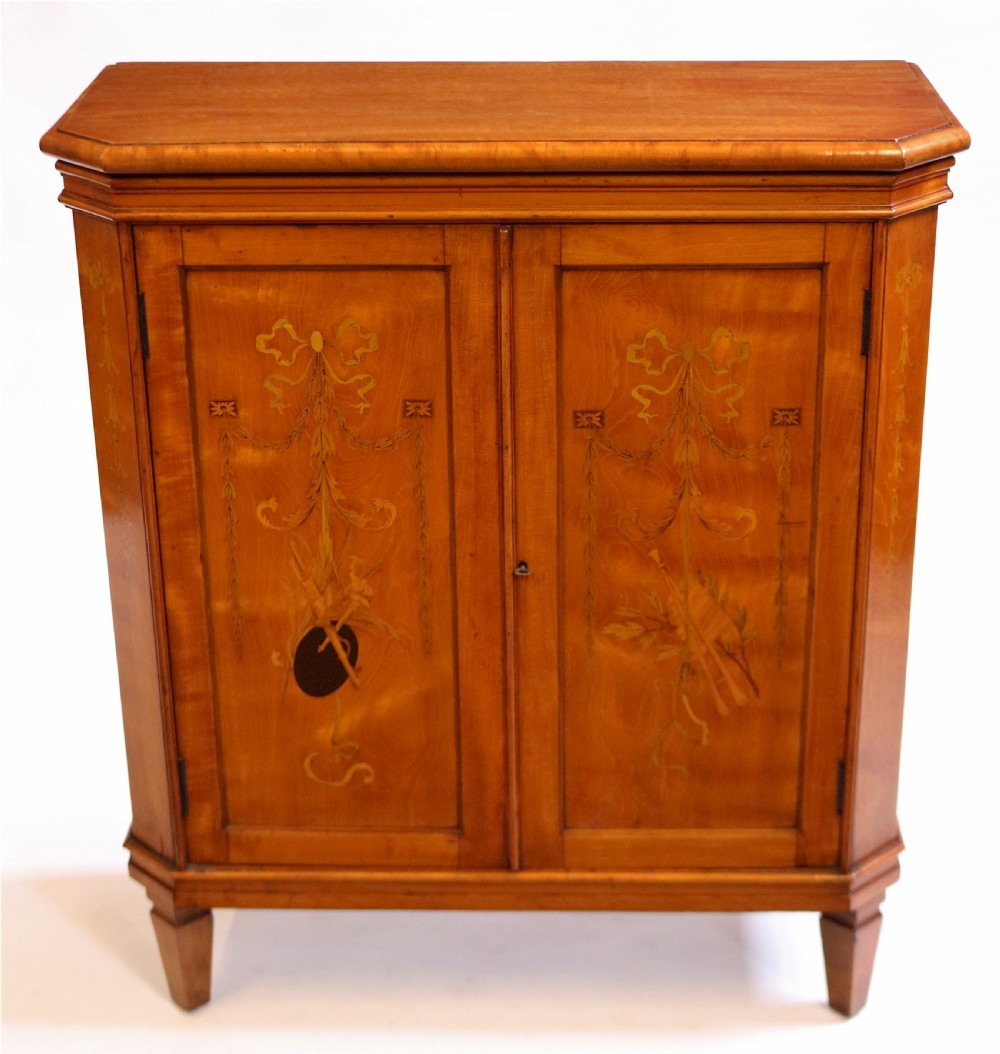 Edwardian Inlaid Satinwood Small 2 Door Cupboard