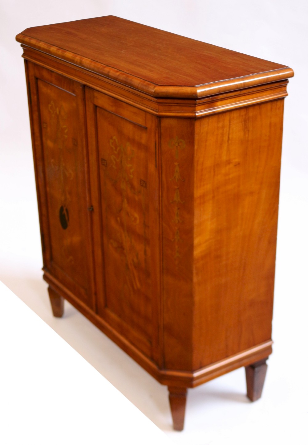 Edwardian Inlaid Satinwood Small 2 Door Cupboard View II