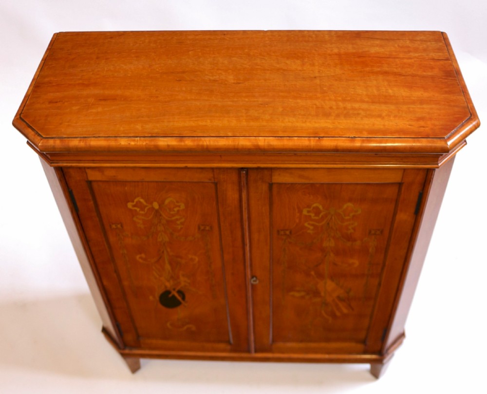 Edwardian Inlaid Satinwood Small 2 Door Cupboard View V