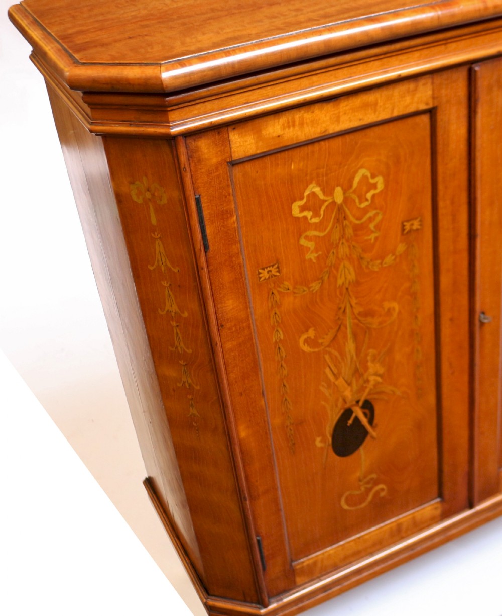 Edwardian Inlaid Satinwood Small 2 Door Cupboard View IX