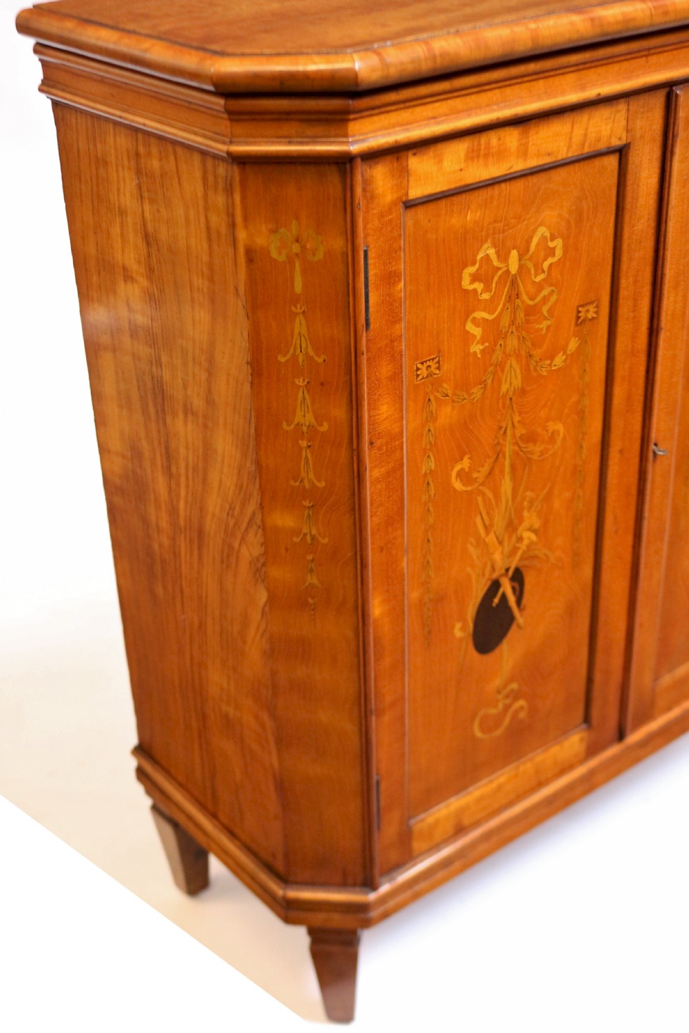 Edwardian Inlaid Satinwood Small 2 Door Cupboard View X