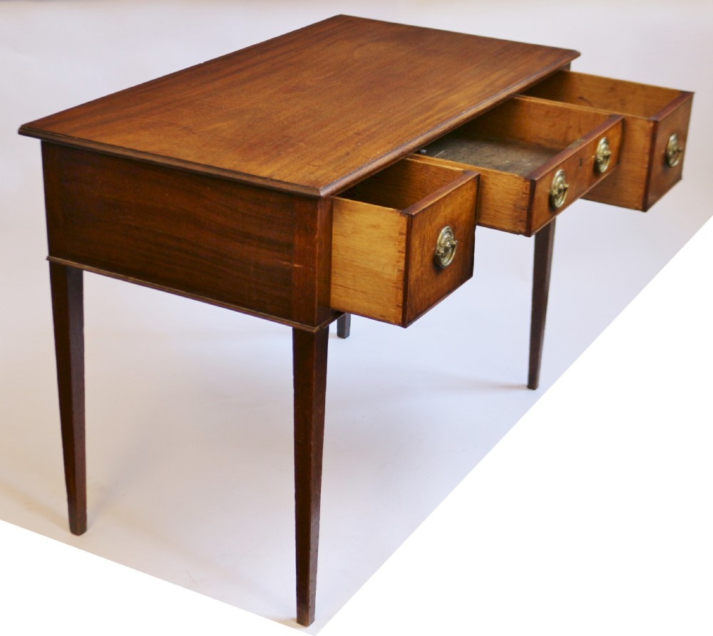 Early 19C Mahogany 3 Drawer Kneehole Side Table View II