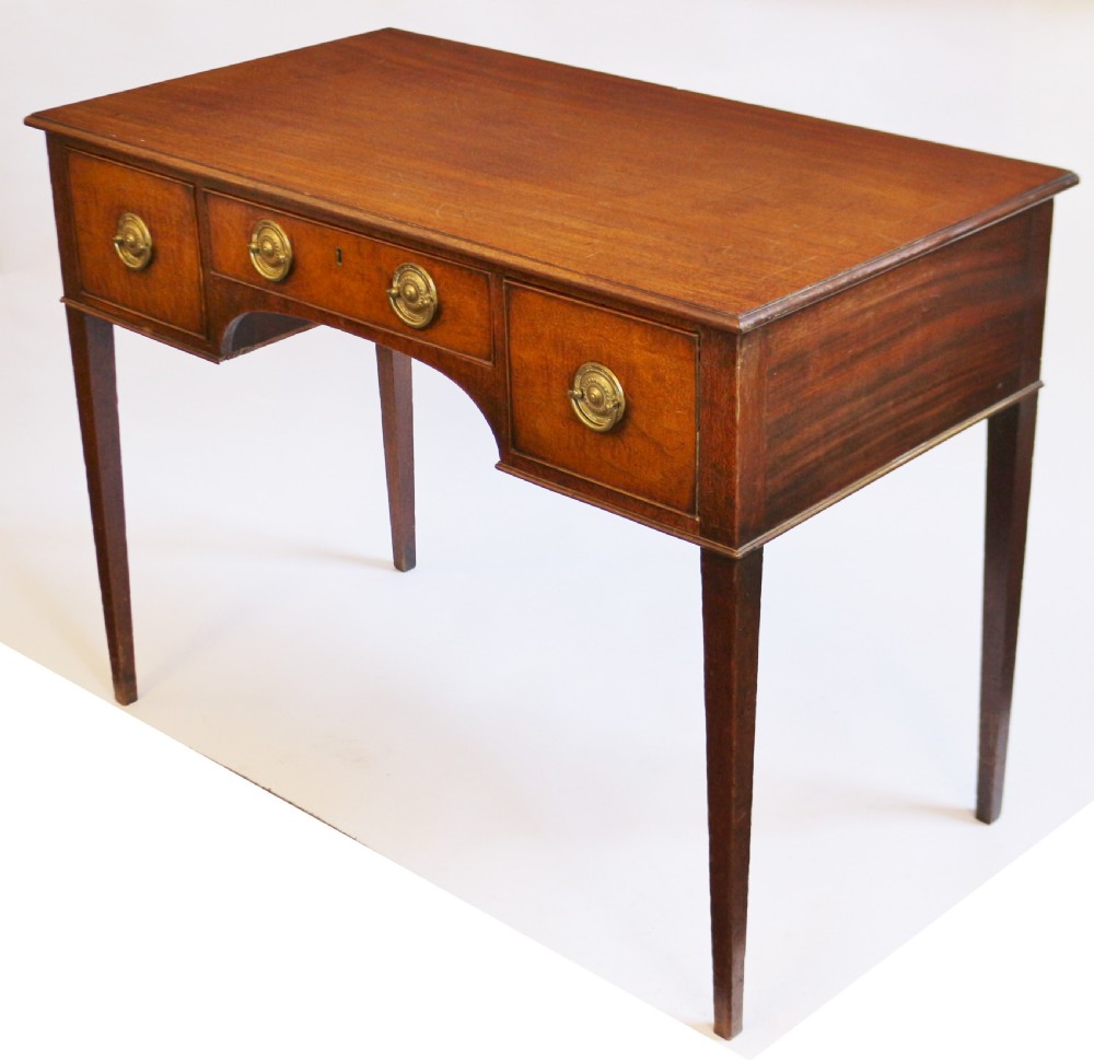 Early 19C Mahogany 3 Drawer Kneehole Side Table View III