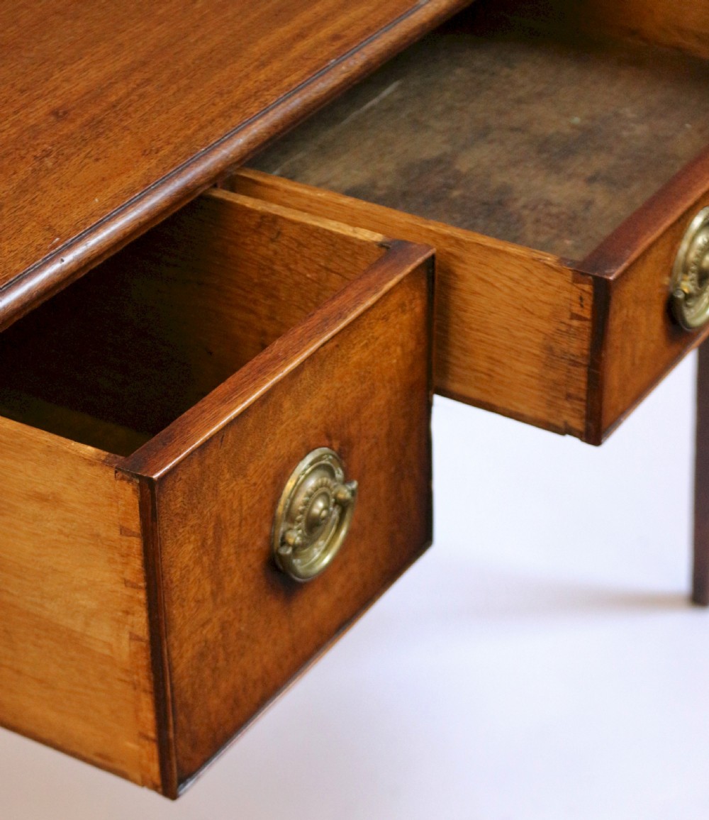 Early 19C Mahogany 3 Drawer Kneehole Side Table View VI