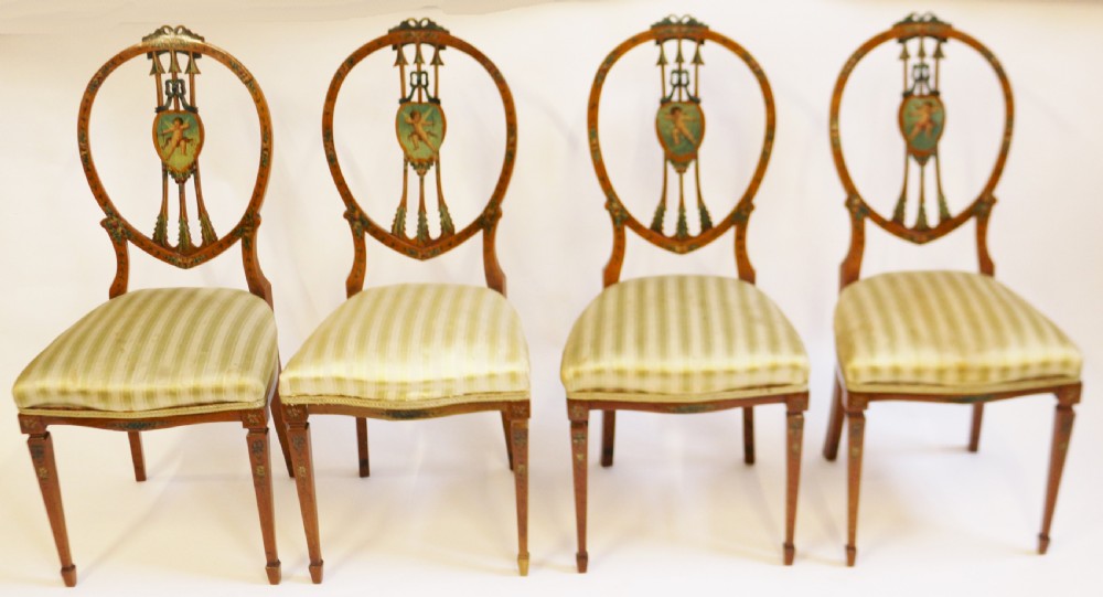 Late 19C Satinwood Painted Decorated 7 Piece Salon Suite View XVII