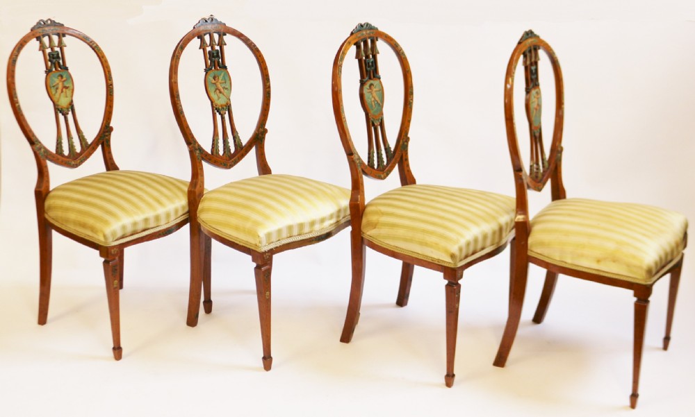 Late 19C Satinwood Painted Decorated 7 Piece Salon Suite View XIX