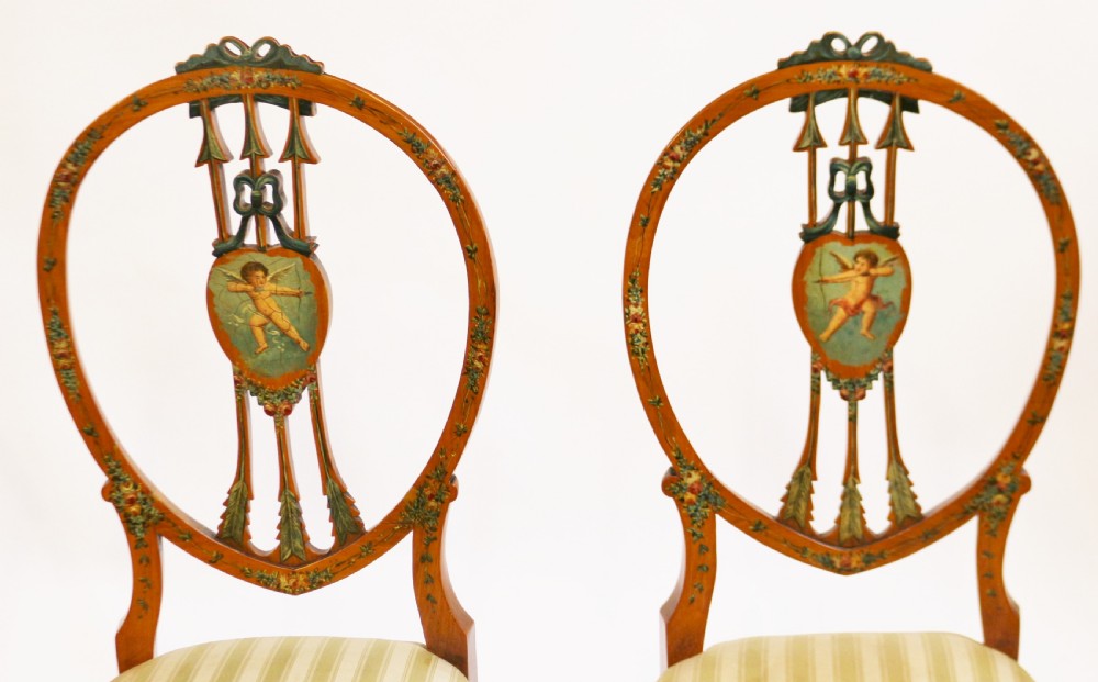 Late 19C Satinwood Painted Decorated 7 Piece Salon Suite View XXI
