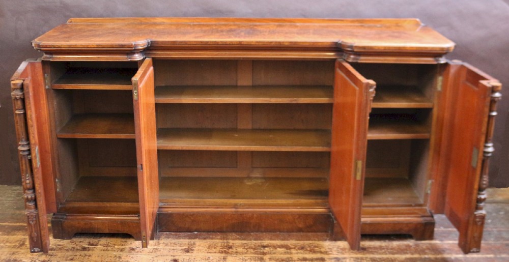 Fine Quality Figured Walnut 4 Door Inverted Breakfront Cabinet View II