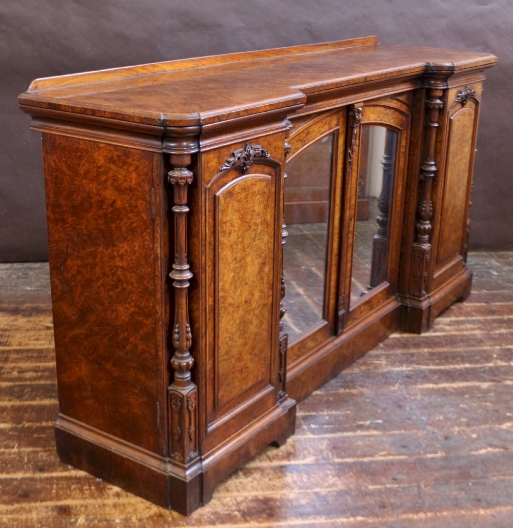 Fine Quality Figured Walnut 4 Door Inverted Breakfront Cabinet View III