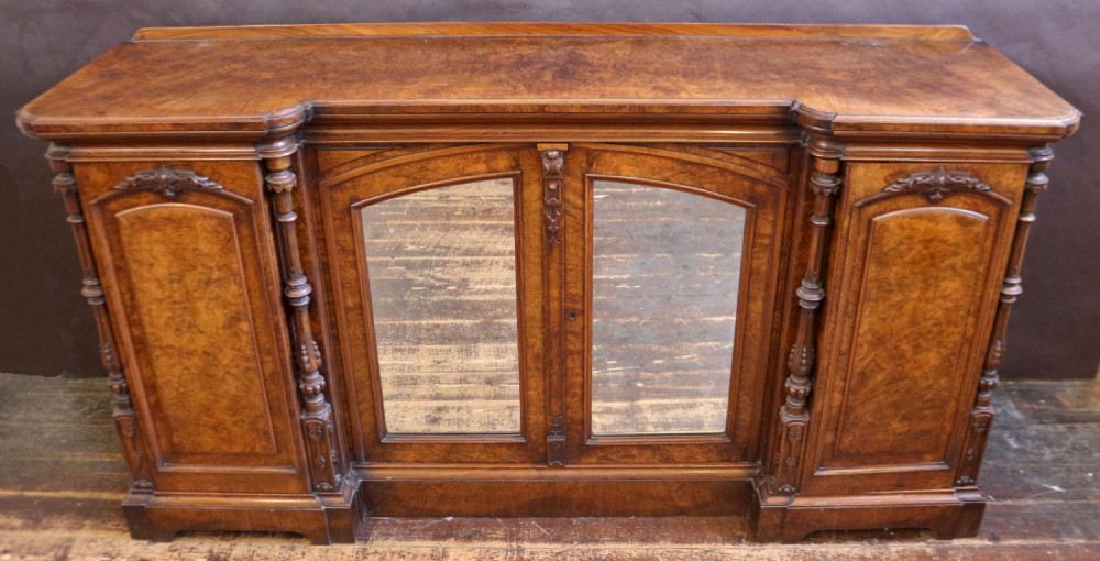 Fine Quality Figured Walnut 4 Door Inverted Breakfront Cabinet View V