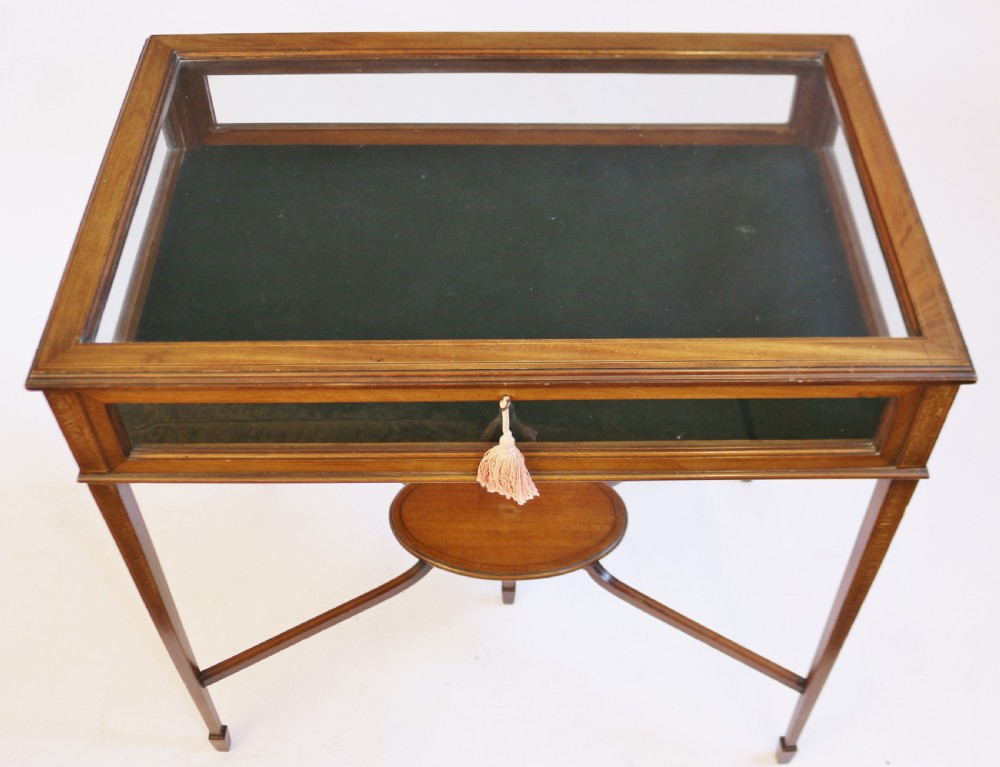 Edwardian Mahogany Line Inlaid Bijouterie Table View II