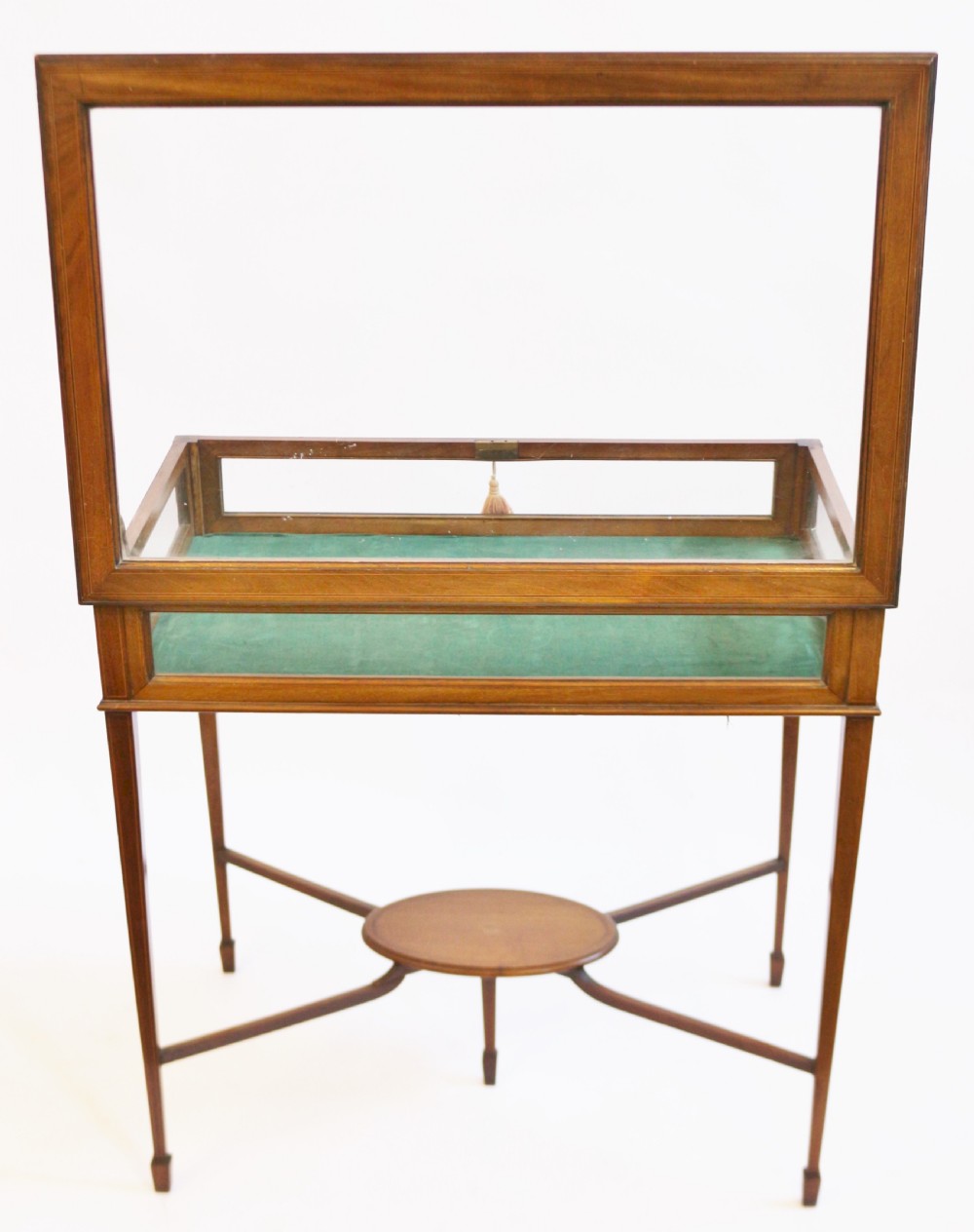Edwardian Mahogany Line Inlaid Bijouterie Table View V