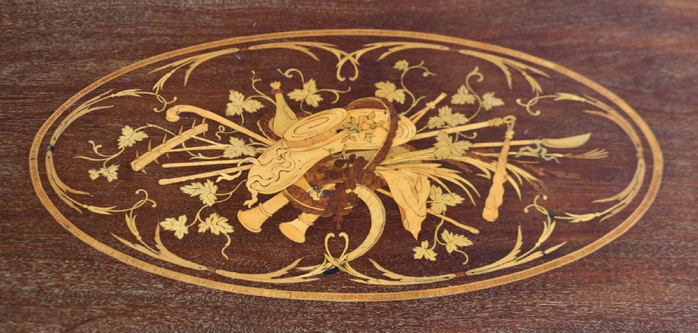 Edwardian Mahogany Inlaid & Brass Decorated Centre Table View VI