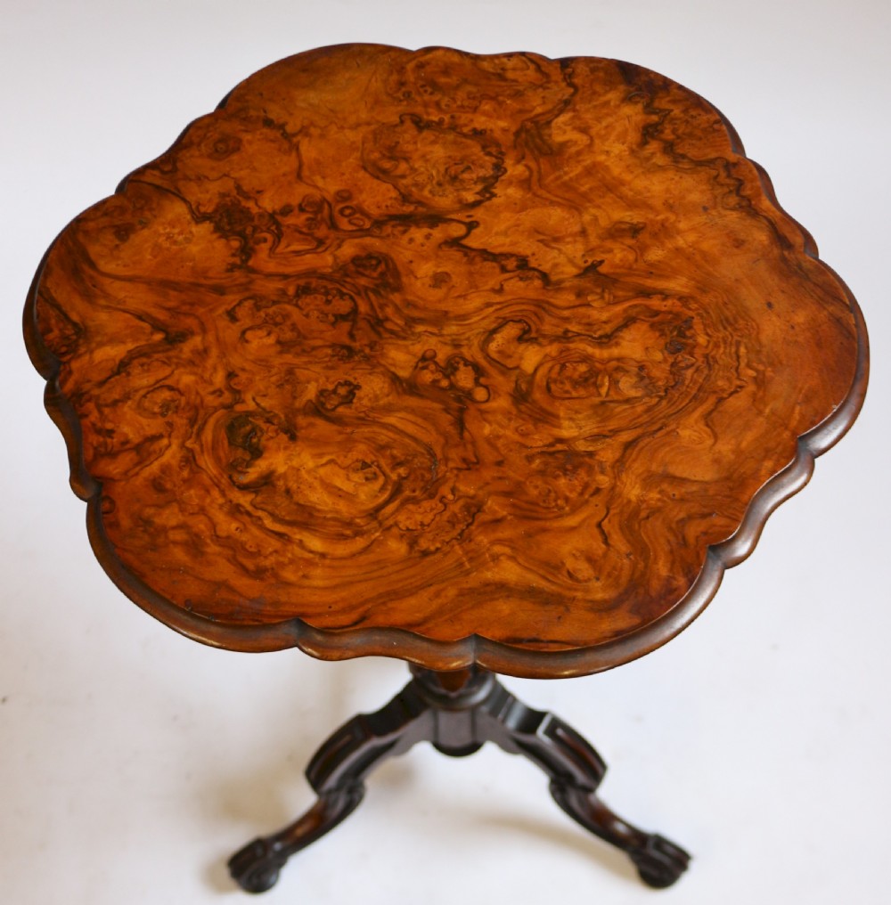 Victorian Figured Walnut Round Tripod Wine Table View III