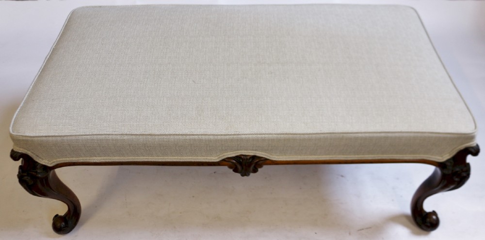 Fine Victorian Large Walnut Stool on Carved Cabriole Legs View V