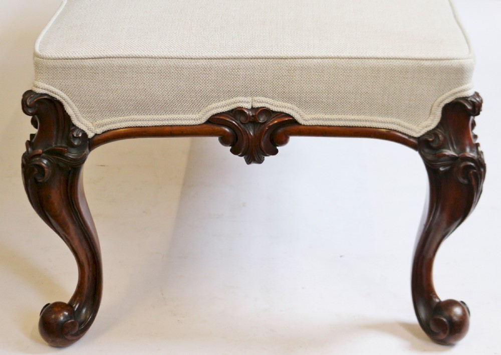 Fine Victorian Large Walnut Stool on Carved Cabriole Legs View VIII