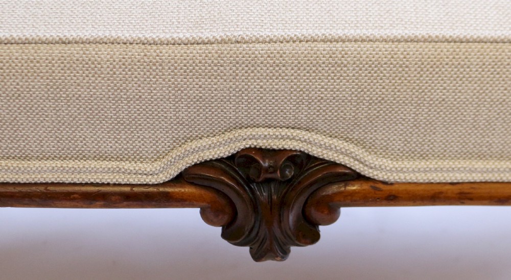 Fine Victorian Large Walnut Stool on Carved Cabriole Legs View XI