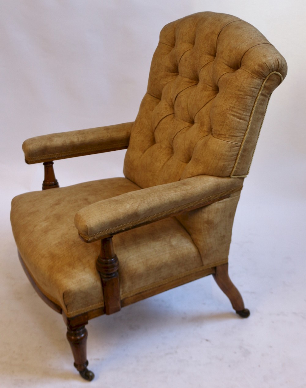Victorian Inlaid Walnut Open Arm Chair View II