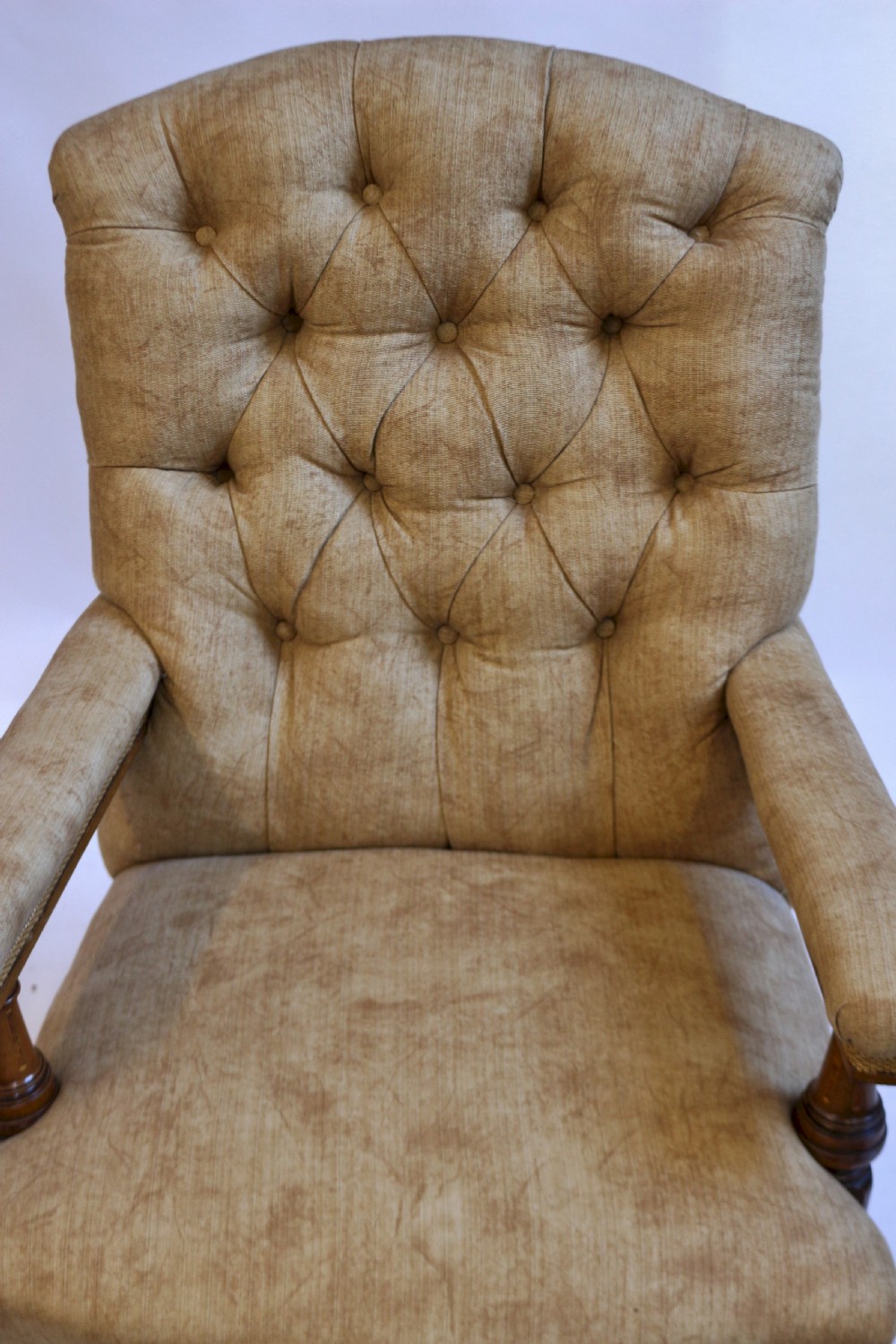 Victorian Inlaid Walnut Open Arm Chair View VI