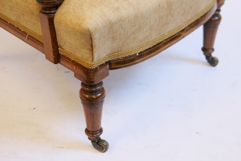 Victorian Inlaid Walnut Open Arm Chair View IX