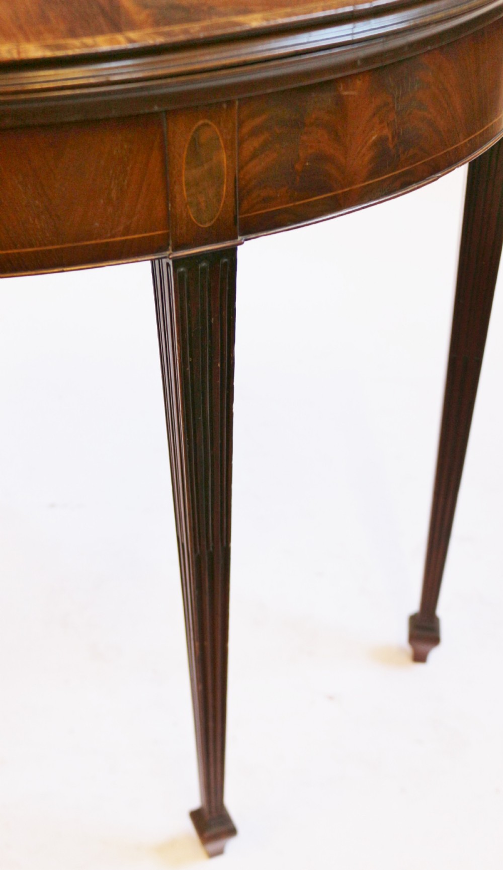 Edwardian Inlaid Mahogany Demi Lune Card Table with Double Lift Top View IX