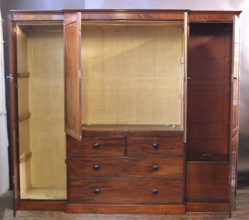 George 111 Mahogany 4 Door Breakfront Wardrobe View II