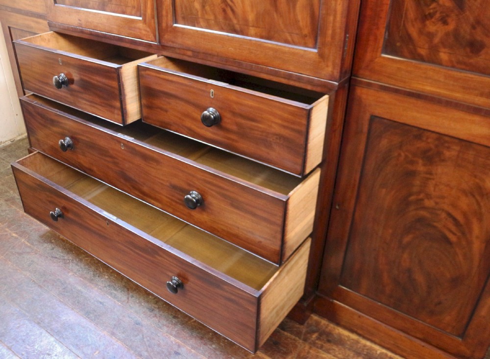 George 111 Mahogany 4 Door Breakfront Wardrobe View IX