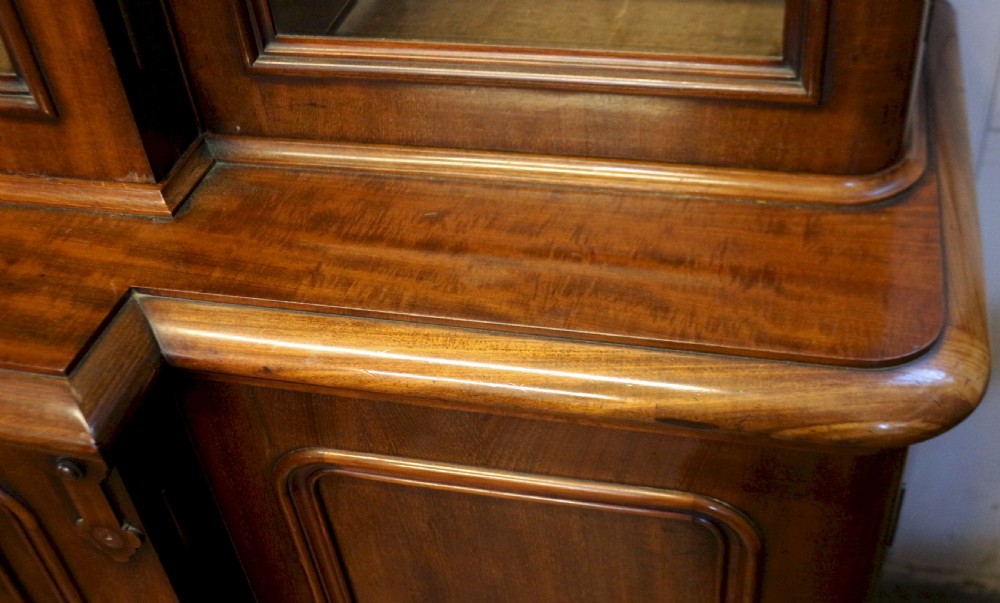 Victorian Mahogany 3 Door Round Cornered Breakfront Bookcase View VIII