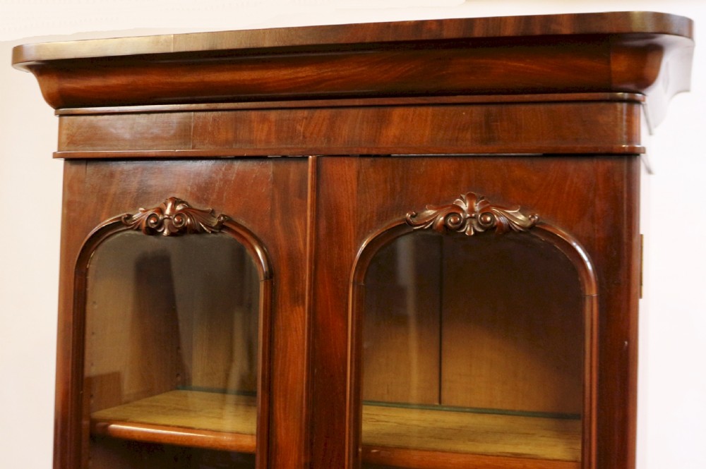 Victorian Mahogany Slim Cupboard Base Round Cornered 2 Door Bookcase View VI