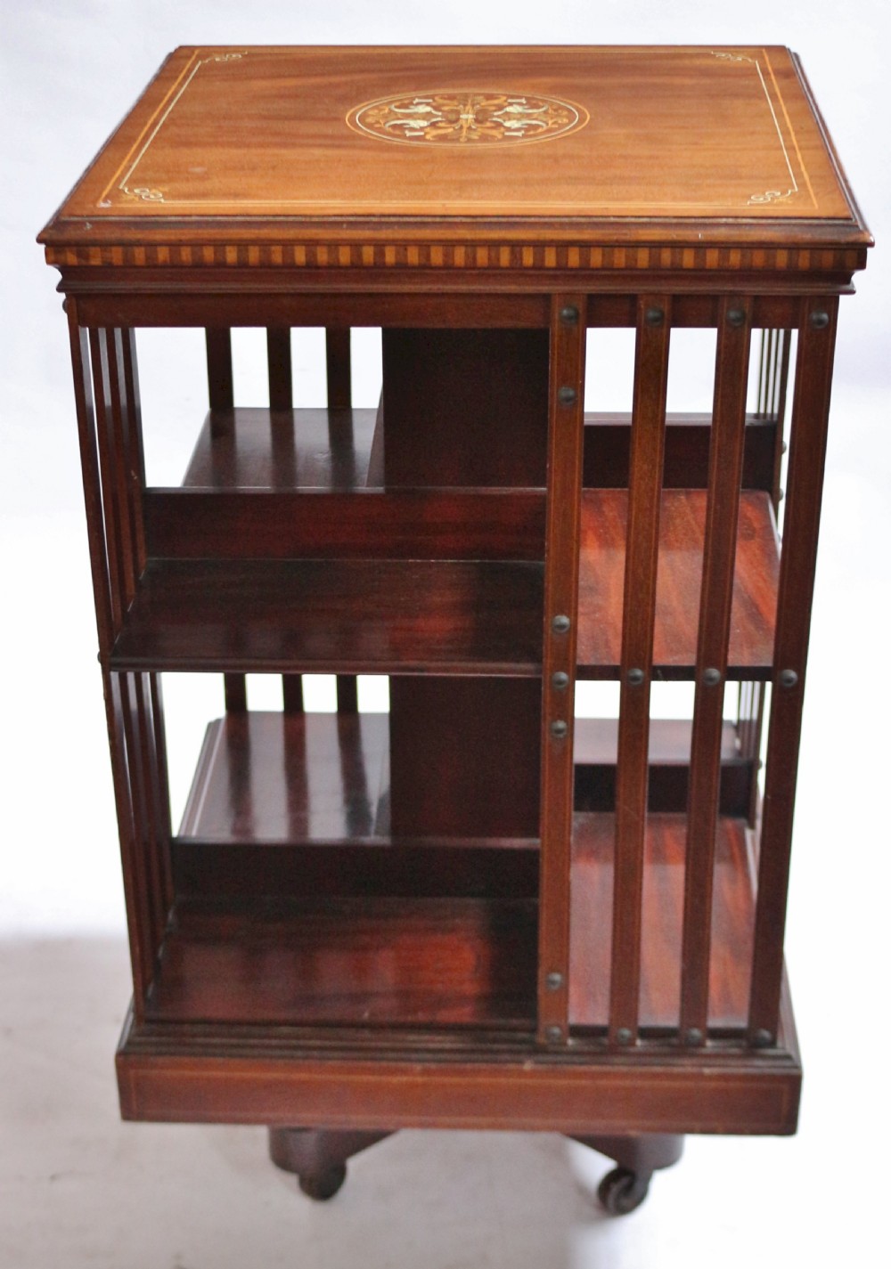 Edwardian Inlaid Mahogany Revolving Bookcase by Maples