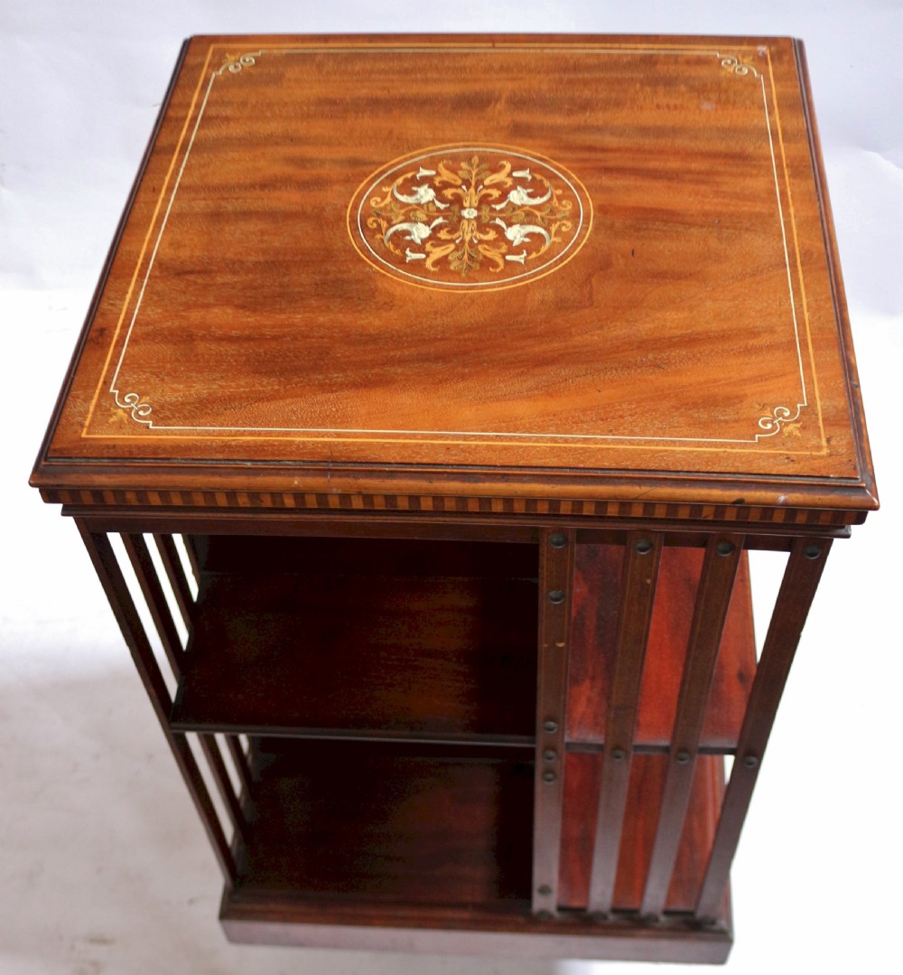 Edwardian Inlaid Mahogany Revolving Bookcase by Maples View IV
