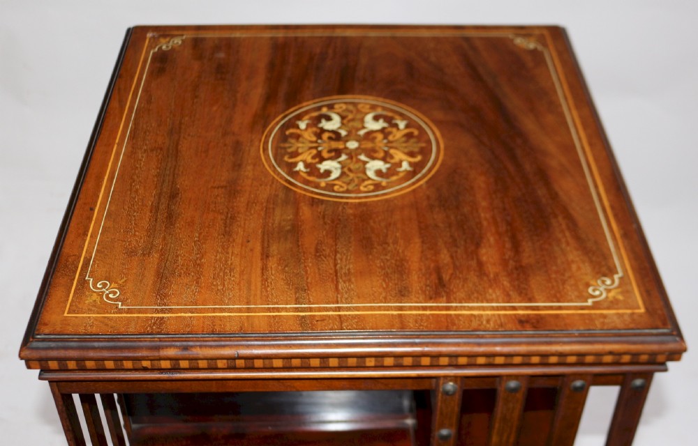 Edwardian Inlaid Mahogany Revolving Bookcase by Maples View V
