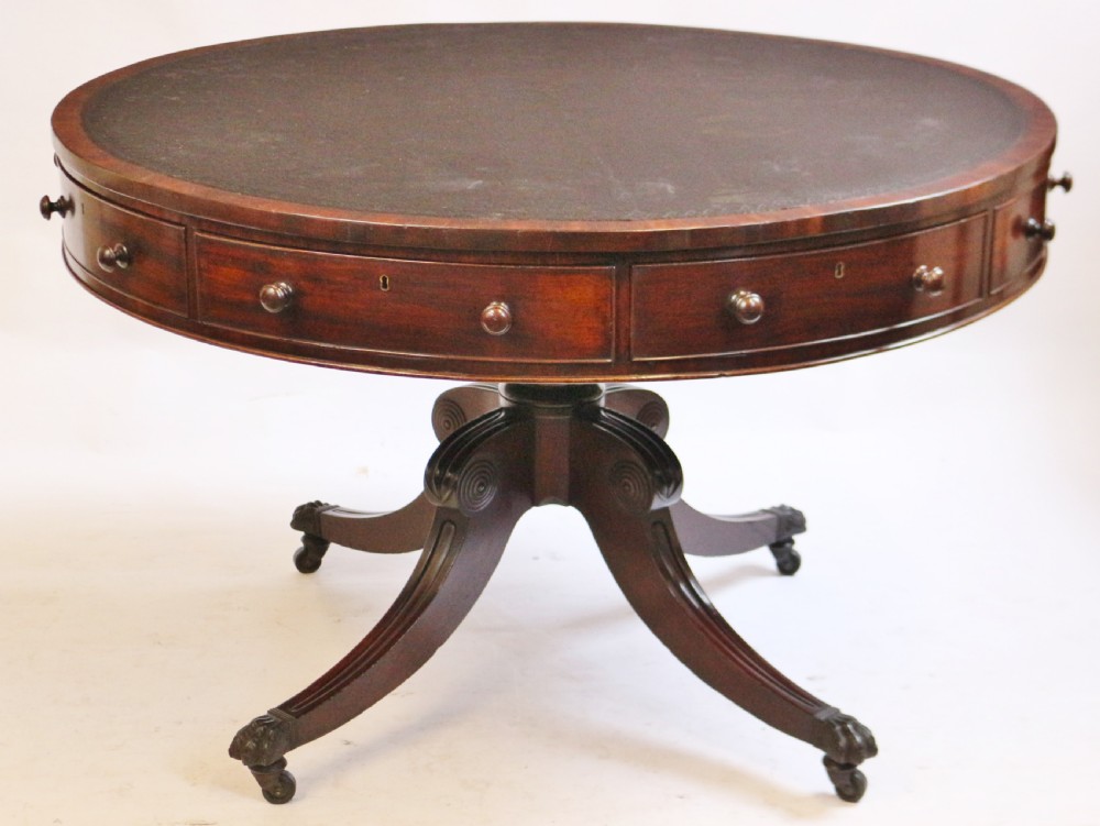 George 111 Pedestal Mahogany Drum Table 
