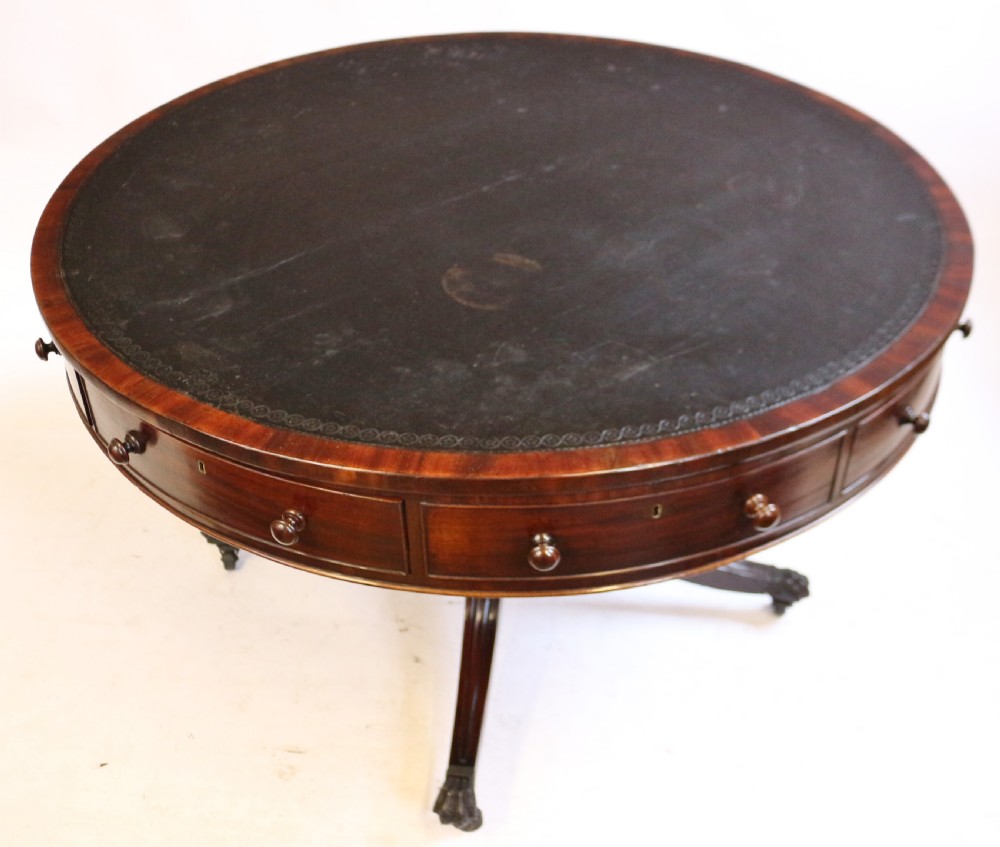 George 111 Pedestal Mahogany Drum Table  View IV