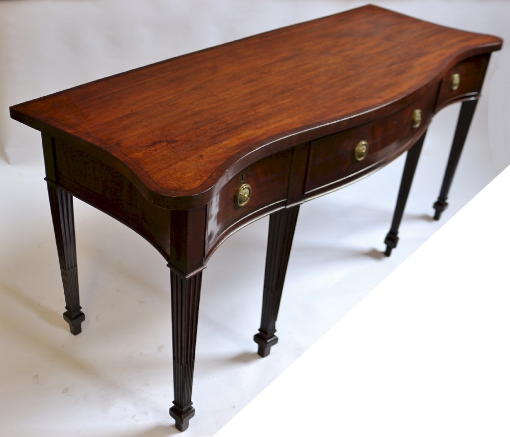 19C Mahogany 3 Drawer Serpentine Serving Table View III
