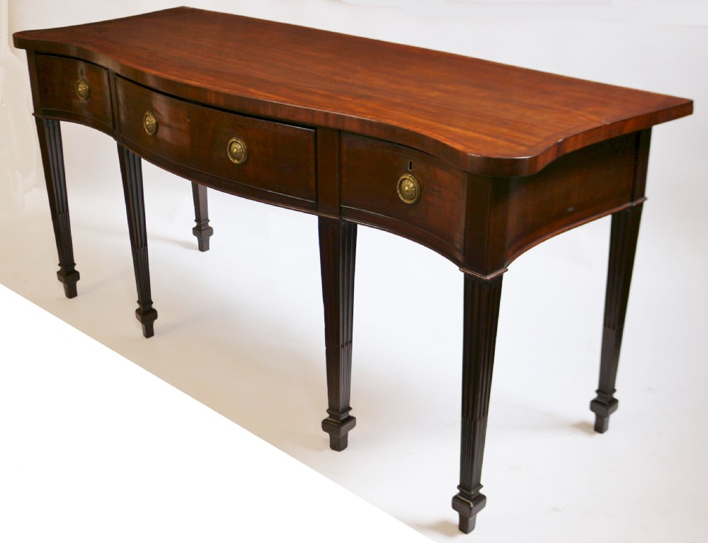 19C Mahogany 3 Drawer Serpentine Serving Table View IV