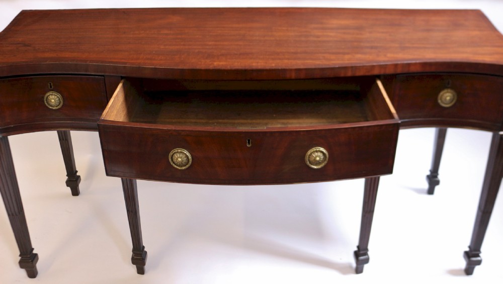 19C Mahogany 3 Drawer Serpentine Serving Table View V