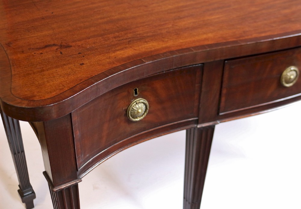 19C Mahogany 3 Drawer Serpentine Serving Table View VII