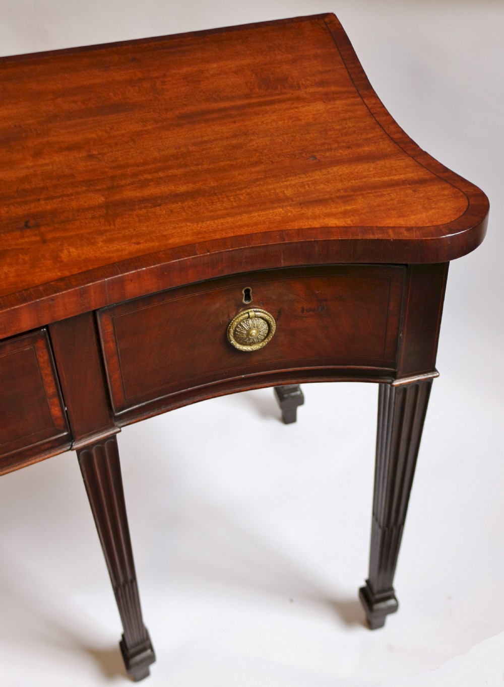 19C Mahogany 3 Drawer Serpentine Serving Table View VIII