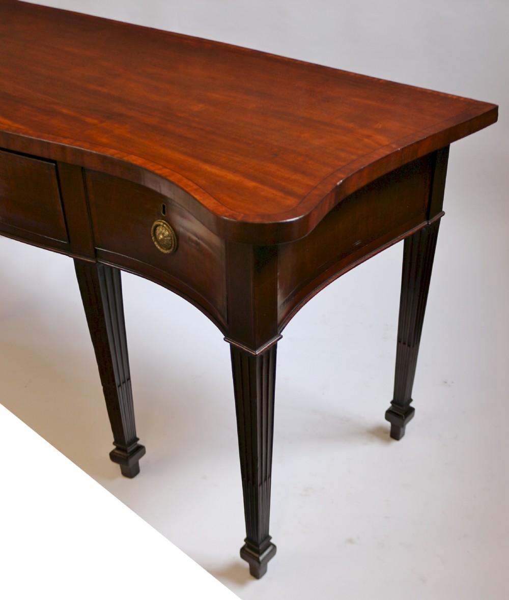 19C Mahogany 3 Drawer Serpentine Serving Table View IX