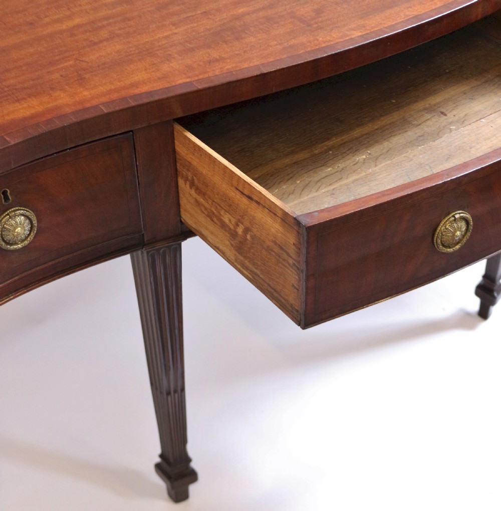 19C Mahogany 3 Drawer Serpentine Serving Table View X