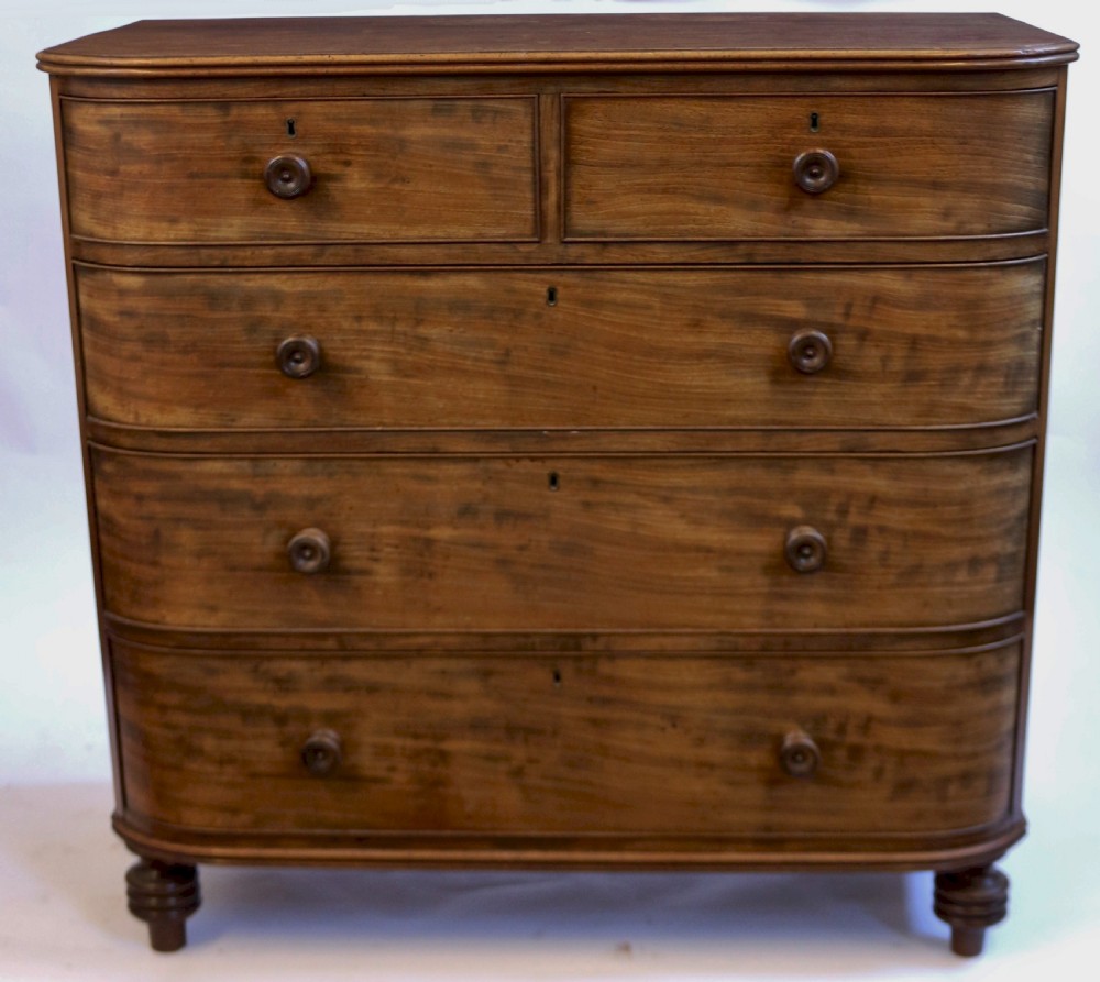 Fine Quality George 1V  Mahogany D Shaped 5 Drawer Chest